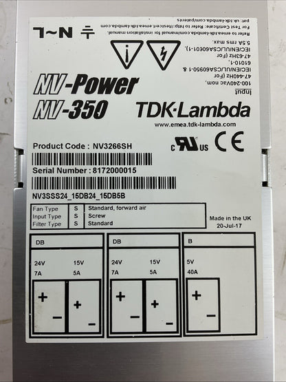 TDK-Lambda NV3266SH POWER SUPPLY NV-POWER NV-350 INPUT 100-240VAC