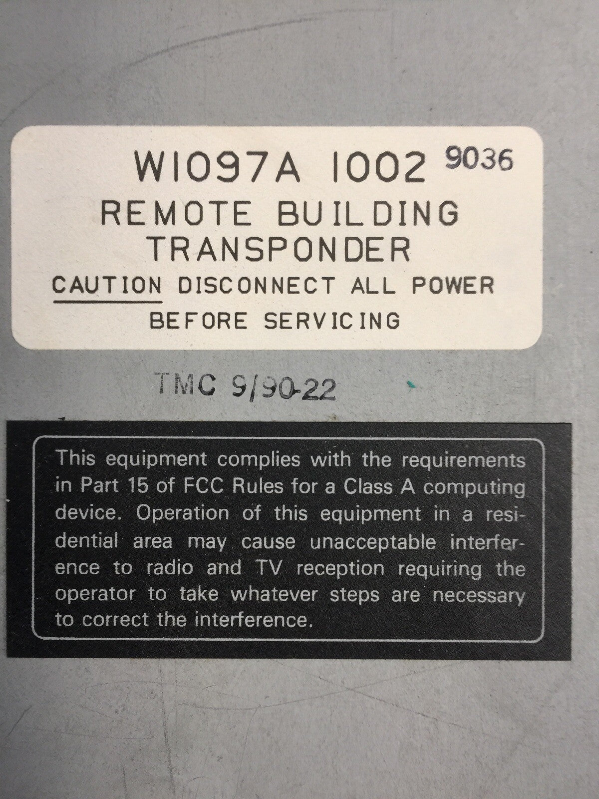 HONEYWELL W1097A1002 REMOTE BUILDING TRANSPONDER 15710446-001 15710445-001