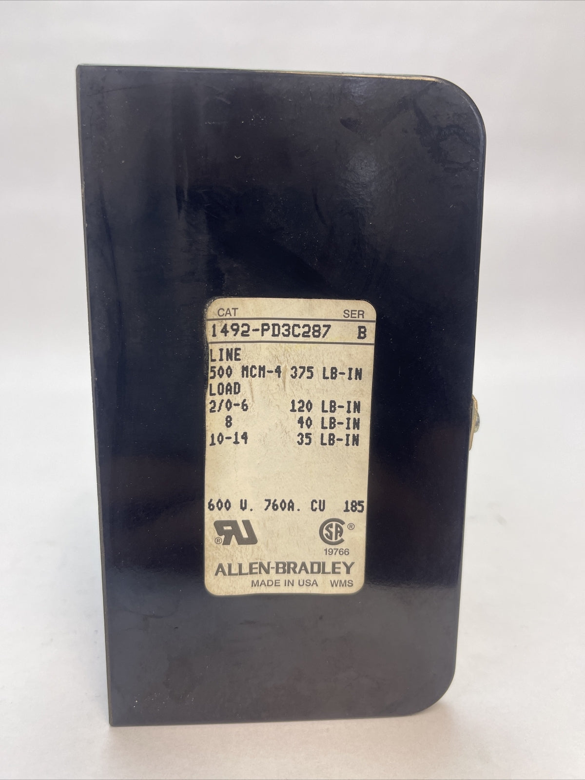 ALLEN BRADLEY 1492-PD3C287 POWER DISTRIBUTION BLOCK SER B 600V 760A