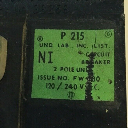 BULL DOG P215 PUSHMATIC BREAKER 2POLE 120/240VAC