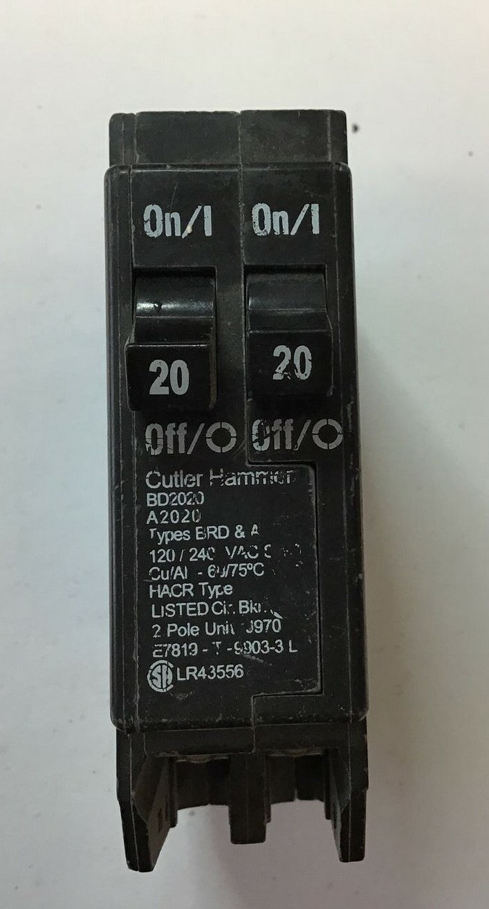 CUTLER HAMMER BD2020 CIRCUIT BREAKER 120/240VAC 2POLE TYPE BDR&A