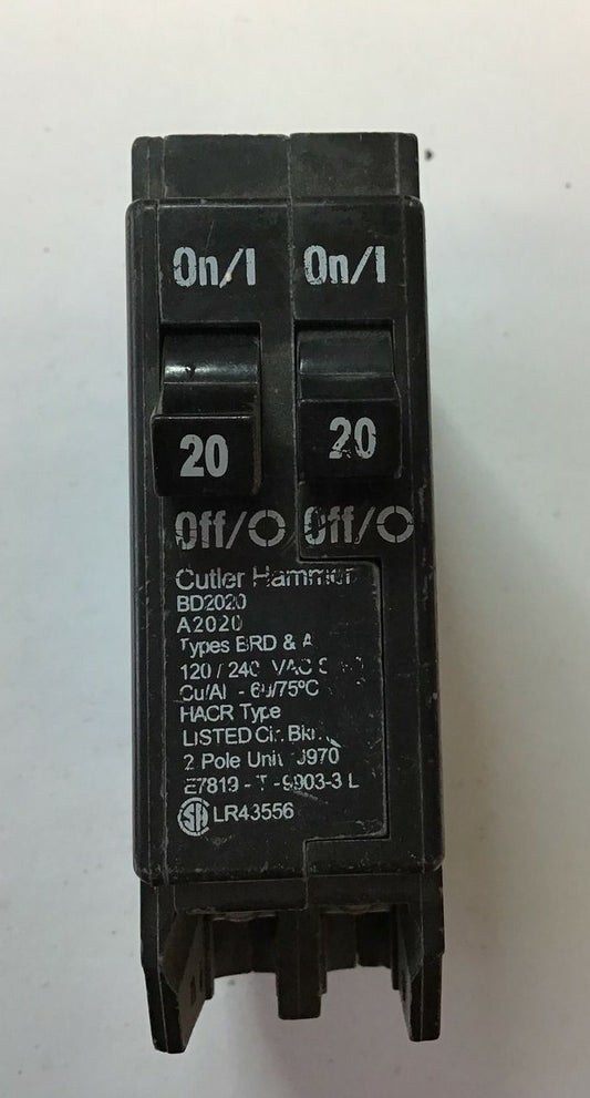 CUTLER HAMMER BD2020 CIRCUIT BREAKER 120/240VAC 2POLE TYPE BDR&A