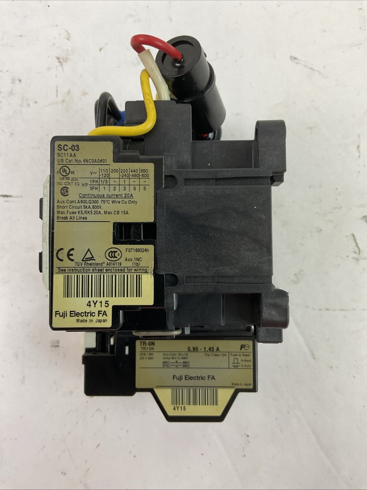 FUJI REVERSING STARTER (SC-03 CONTACTOR COIL 100-110V TR-ON RELAY 0.95-1.45A)