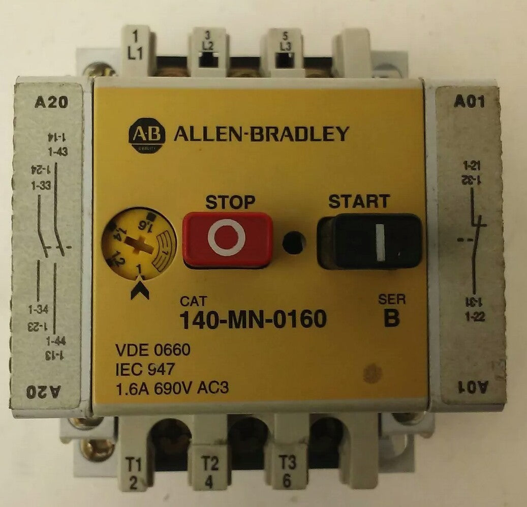 ALLEN BRADLEY 140-MN-0160, MANUEL MOTOR STARTER/ CIRCUIT BREAKER, 3PH, 600V,1.6A