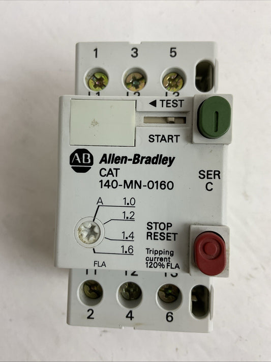 ALLEN BRADLEY 140-MN-0160 SER C 2.5A 600V 3PH 1.5HP MANUAL STARTER