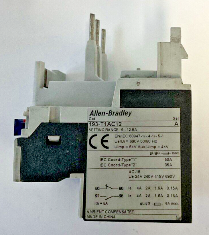 ALLEN BRADLEY 193-T1AC12 OVERLOAD RELAY SER.A 9-12.5A