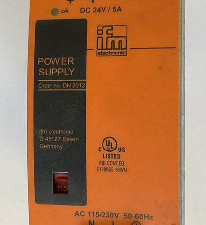 IFM DN 2012 POWER SUPPLY 24VDC 5A 115/230V 50-60HZ