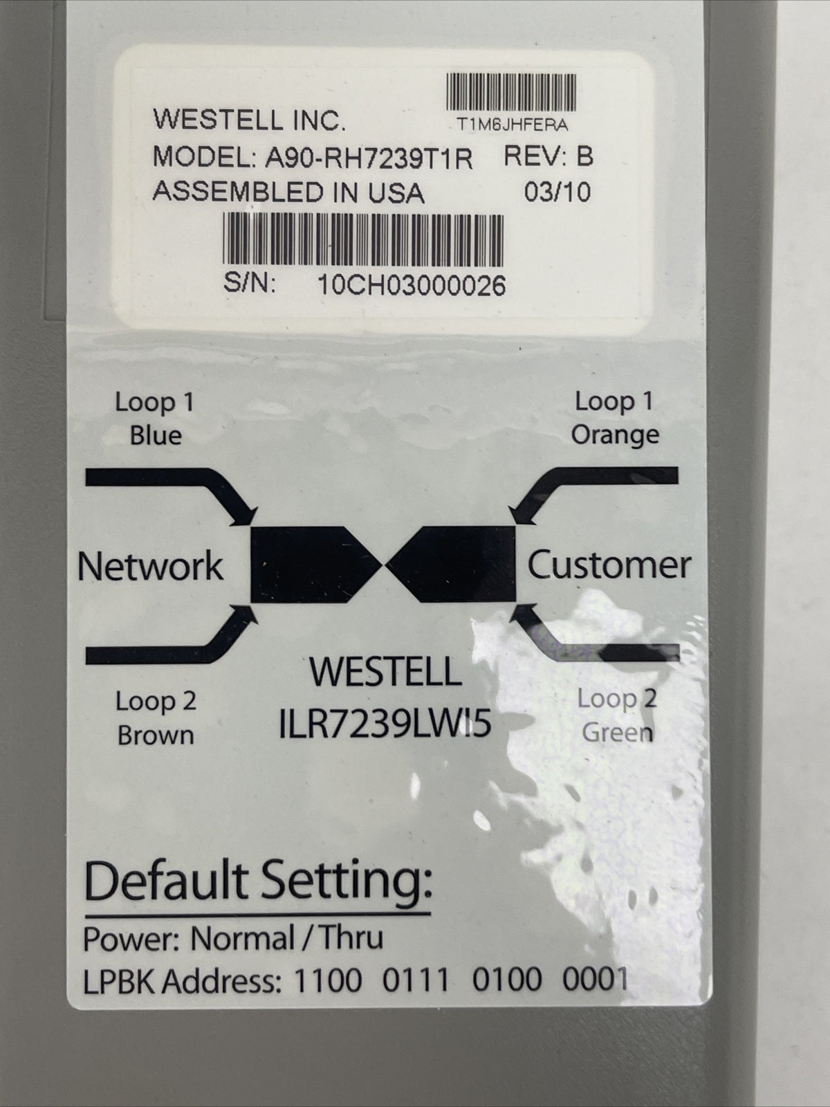 WESTELL A90-RH7239T1R REV B SEALED REPEATER HOUSING W/WESTELL 7239 (ILR7239LWI5)