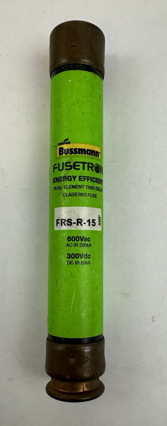 COOPER BUSSMANN FRS-R-15 15A RK5 TIME DELAY FUSE 600VAC LOT OF 2