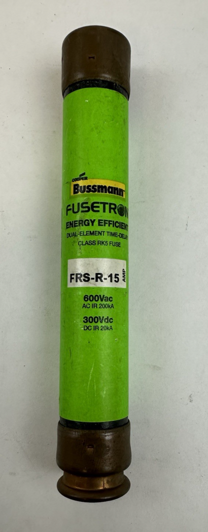 COOPER BUSSMANN FRS-R-15 15A RK5 TIME DELAY FUSE 600VAC LOT OF 2