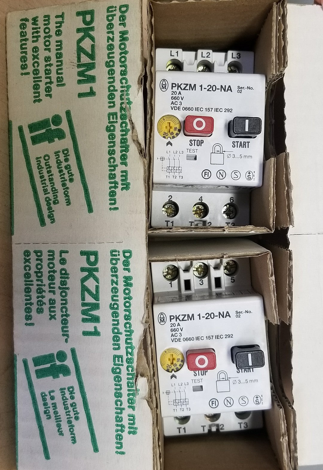 KLOCKNER MOELLER PKZM1-20 Motor Protector LOT OF 2 NEW IN BOX