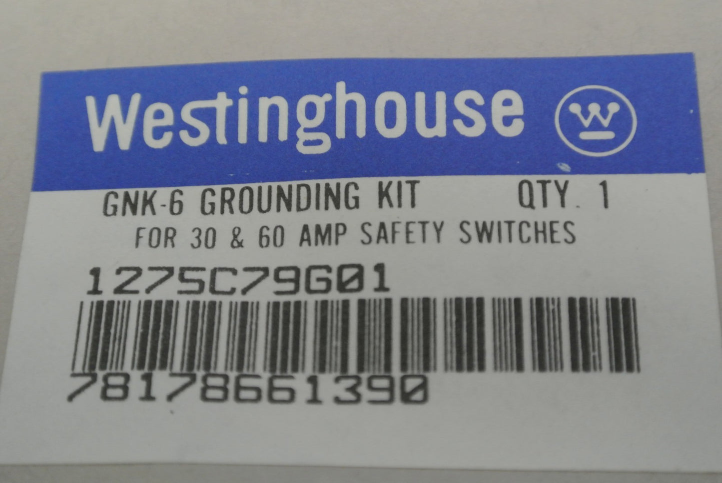 WESTINGHOUSE GNK-6 GROUNDING KIT / 1275C79G01 / for 30 & 60A SAFETY SWITCH