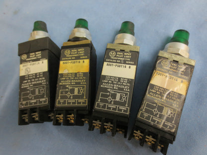ALLEN-BRADLEY 800T-PSDT16 Ser. B GREEN PILOT LIGHT - LOT of 4