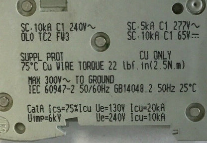 SCHNEIDER ELECTRIC C60 CIRCUIT BREAKER MULTI 9 C 2A 277VAC 65VDC 1POLE