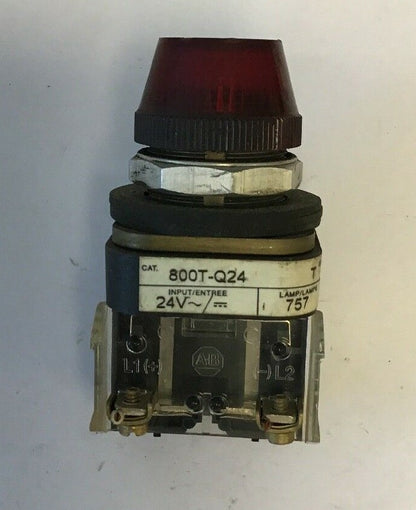 ALLEN BRADLEY 800T-Q24 SER.T RED PILOT LIGHT 24VAC/DC #757 LAMP