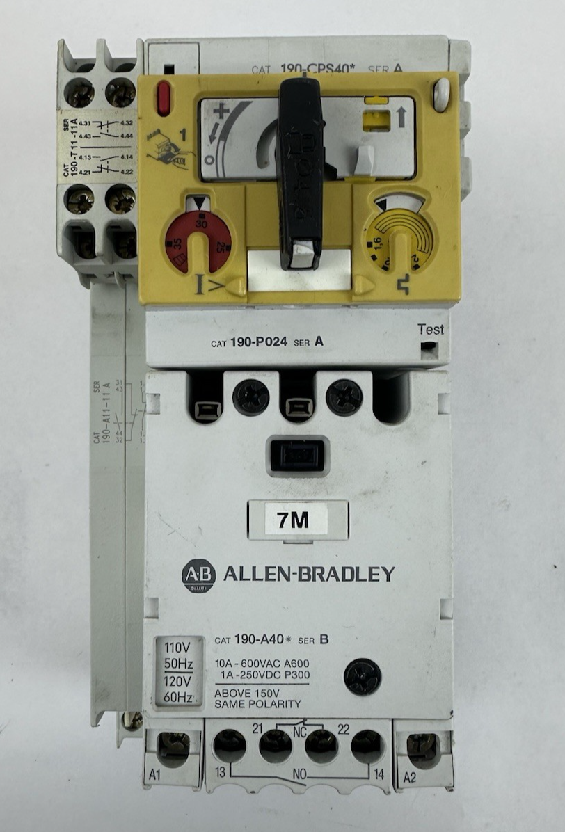 ALLEN BRADLEY 190-CPS40 SERIES A STARTER SYSTEM W/ 190-P024 TRIP 190-A40 120V