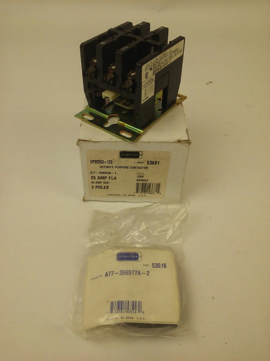 JOSLYN CLARK DP3C253-120 DEFINITE PURPOSE CONTACTOR 3P 25A FLA 30A RES 120V COIL
