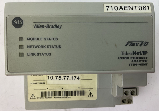 ALLEN BRADLEY 1794-AENT SER A REV A01 F/W REV 2.12 FLEX I/O ETHERNET/IP 10/100