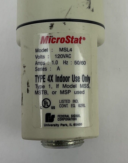 FEDERAL SIGNAL MSL4 MICROSTAT STACK LIGHT 120VAC  50/60HZ 1.0AMPS TYPE 4X