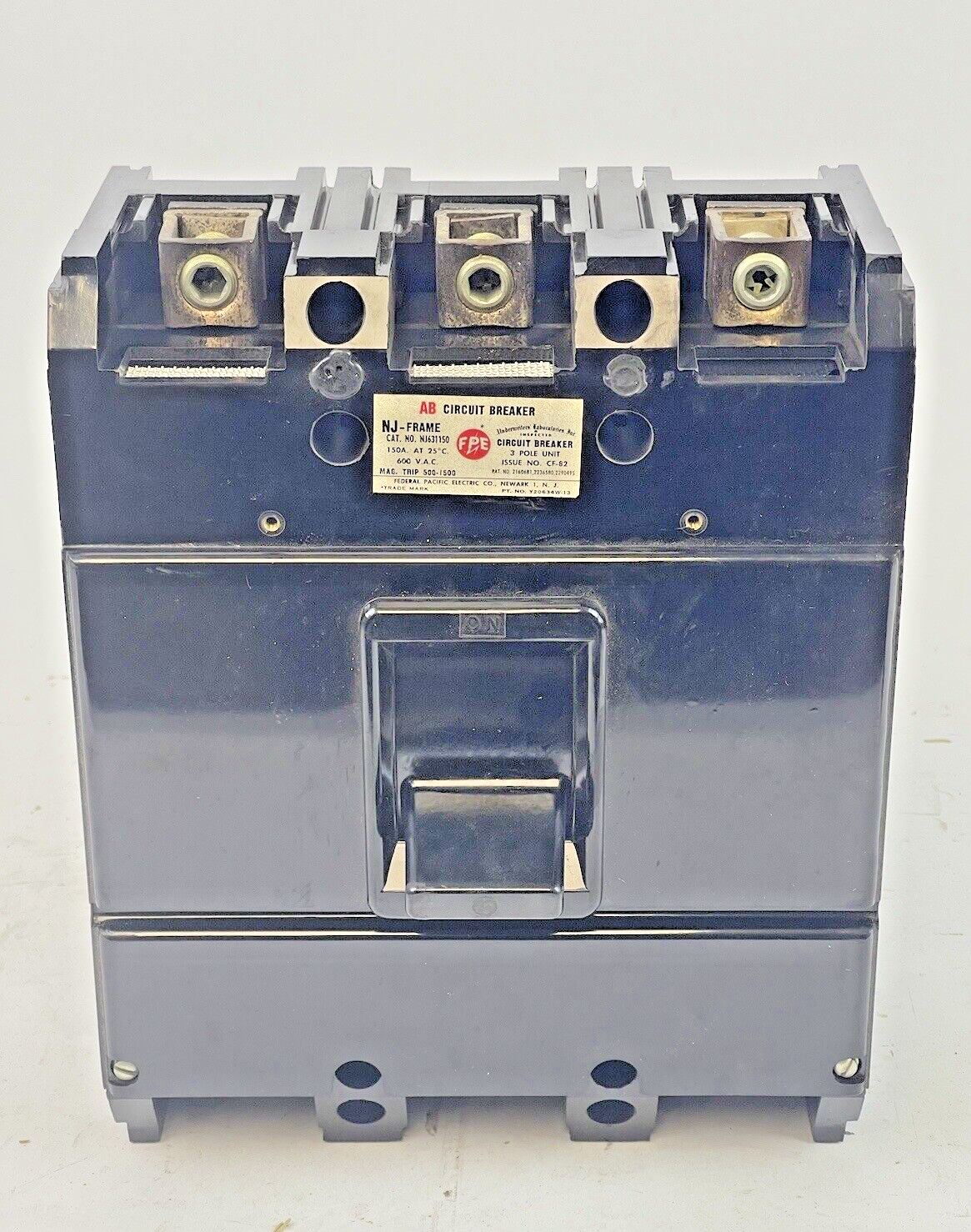 FEDERAL PACIFIC - 6315 - 3 POLE, 150A, 600 VAC AB CIRCUIT BREAKER - NJ631150