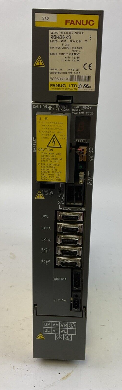 FANUC A06B-6096-H206 SER E SERVO AMPLIFIER OUTPUT 230VAC INPUT 283-325VDC