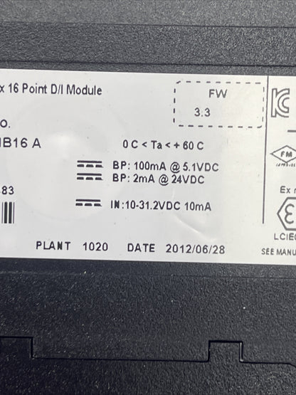 ALLEN BRADLEY 1756-IB16 SER A FW 3.3 CONTROL LOGIX 16 POINT D/I MODULE