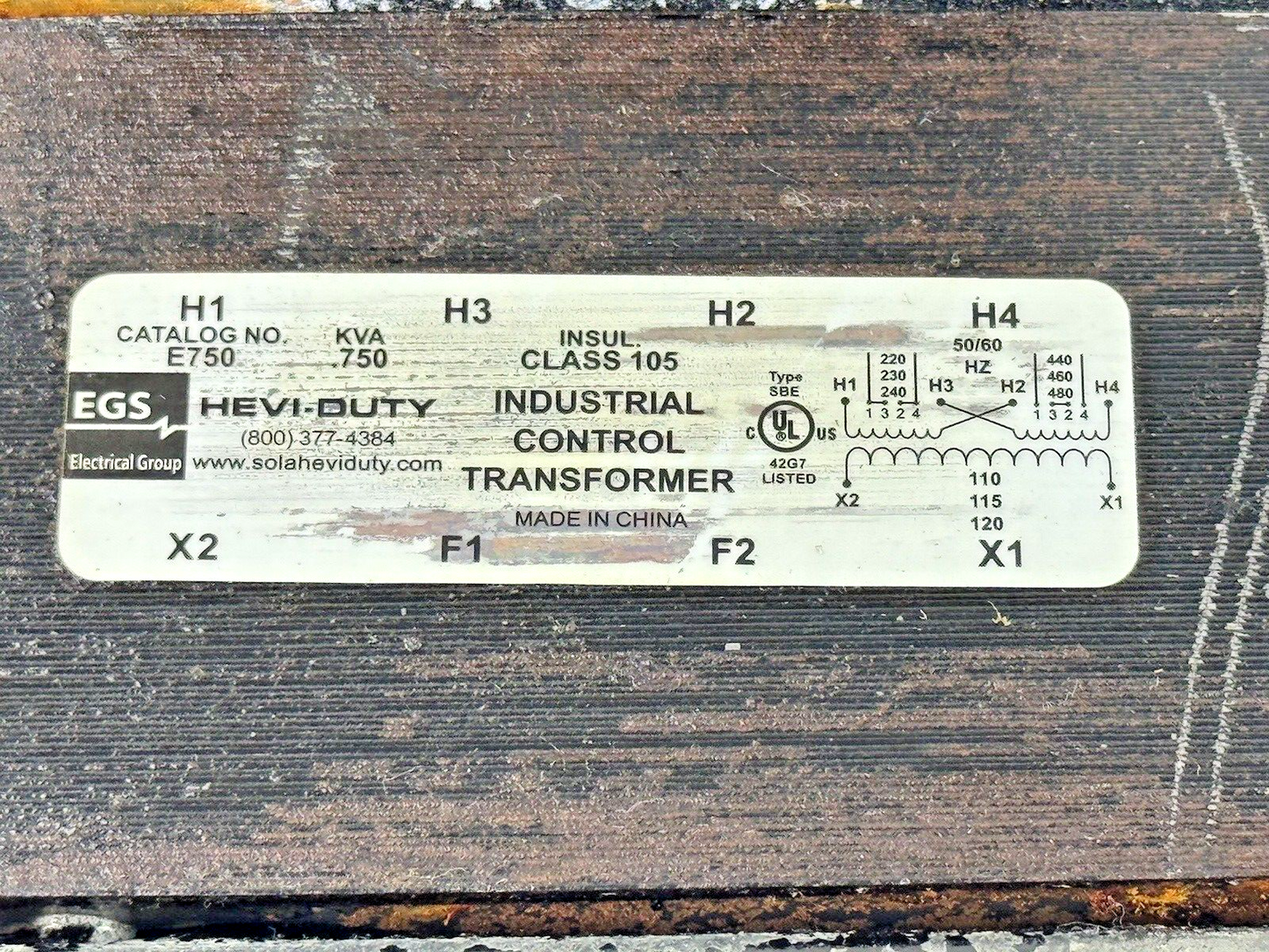 EGS - E750 - INDUSTRIAL CONTROL TRANSFORMER - KVA .750, 50/60HZ WITH FUSES