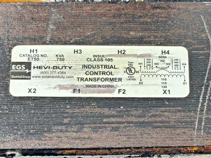 EGS - E750 - INDUSTRIAL CONTROL TRANSFORMER - KVA .750, 50/60HZ WITH FUSES