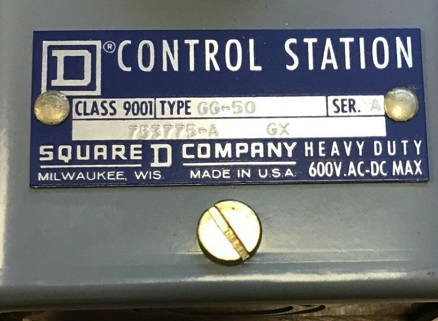 SQUARE D 9001 GG-50 CONTROL STATION SER.A
