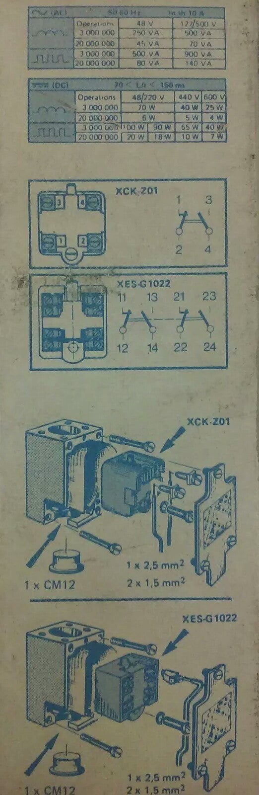 TELEMECANIQUE XCK-B1D31 LIMIT SWITCH, 300V, ENCL.4, 10A-250V, 4A-380V, NEW