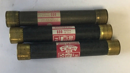LOT of 3 / BUSSMANN NOS25 ONE-TIME FUSE / 25A / 600V