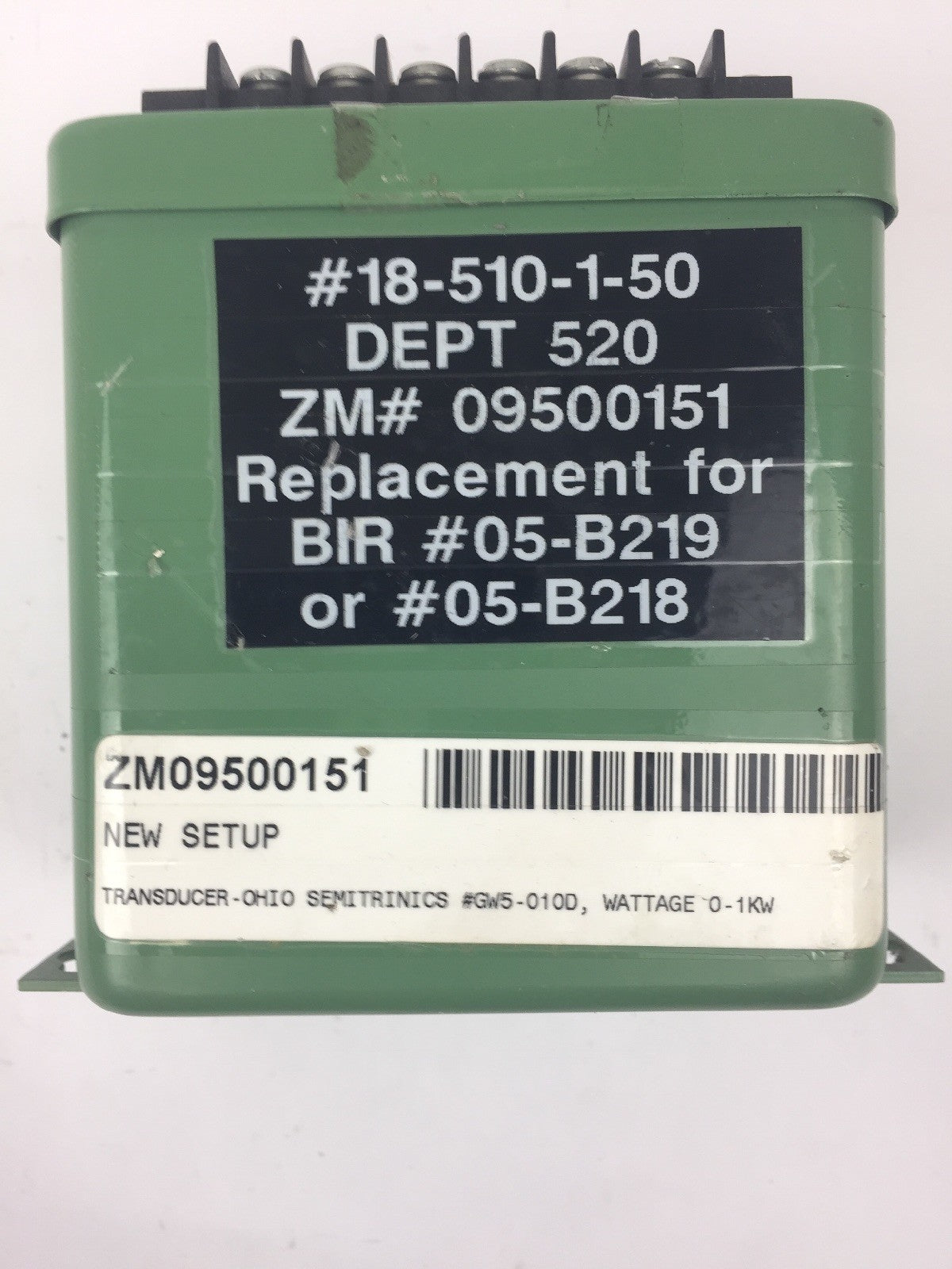 OHIO SEMITRONICS GW5-010D AC WATT TRANSDUCER 0-150VAC 0-10Aac 58-62HZ