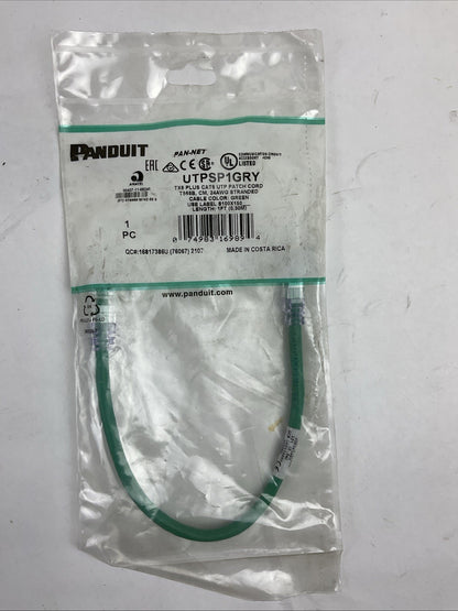 PANDUIT UTPSP1GRY 1FT TX6 PLUS CAT6 UTP PATCH CORD (LOT OF 5)