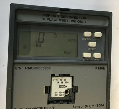 GENERAL ELECTRIC AIK16C3F1605R TRIP UNIT W/TR16B1600 1600A MICROVERSATRIP