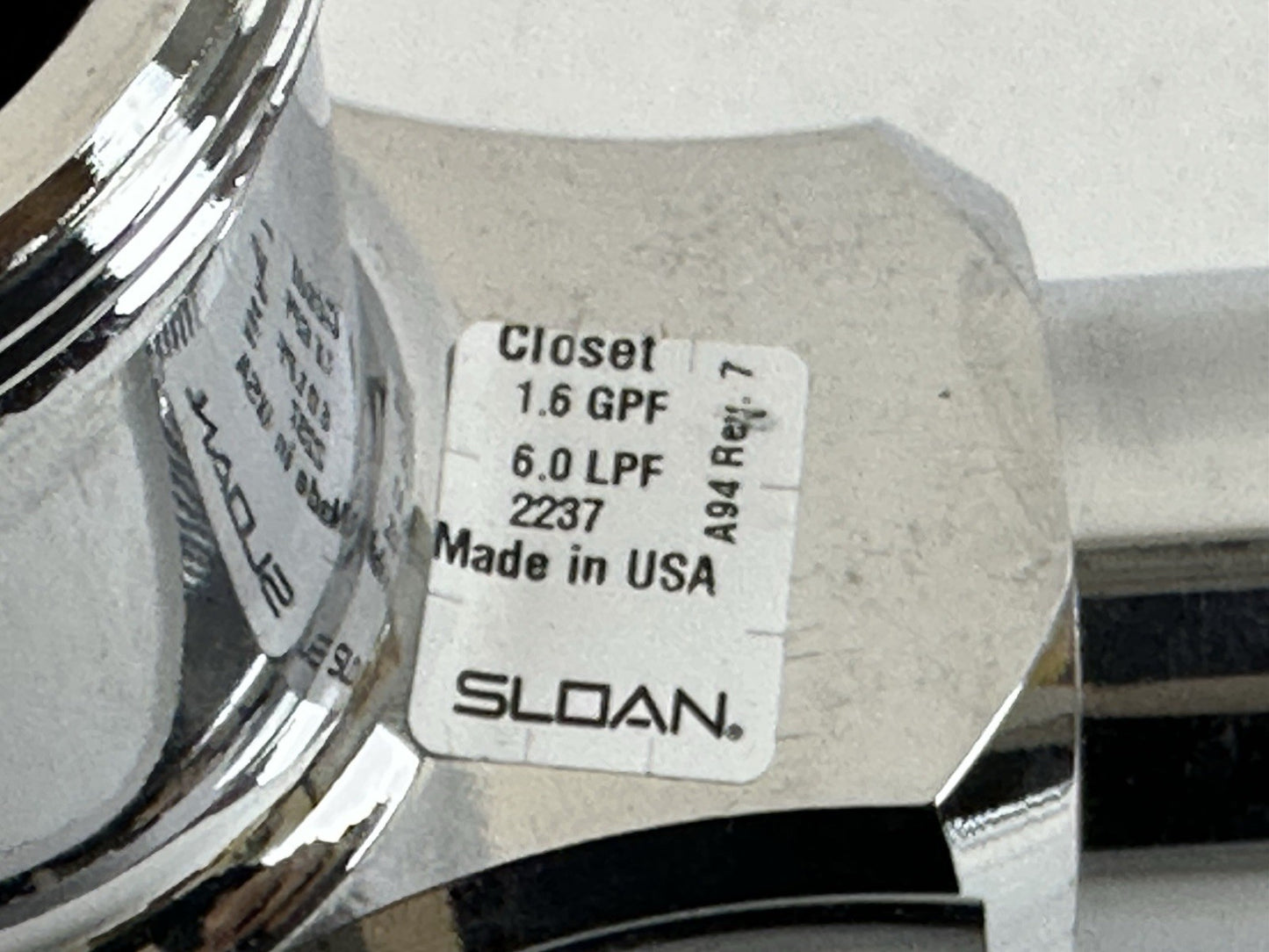 SLOAN REPLACEMENT MAIN BODY 1.6 GPF 6.0 LPF URINAL BATHROOM VALVE 2237 A94 REV7