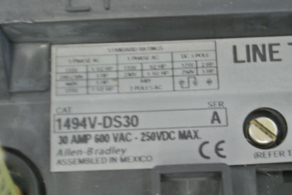 ALLEN-BRADLEY 1494V-DS30 DISCONNECT SWITCH 30A