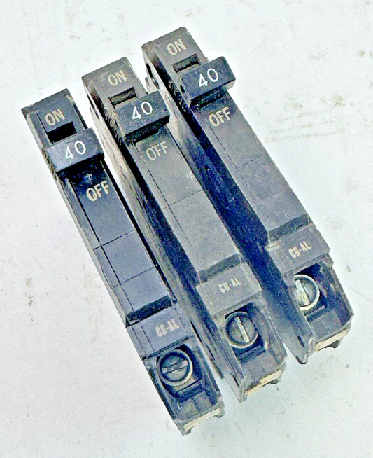 GE **LOT OF 3** - TQP140 - CIRCUIT BREAKERS - 1 POLE, 40 A, 240 VAC, TYPE TQP