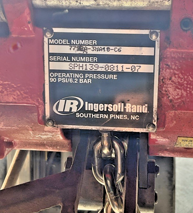 INGERSOLL RAND 7792A-3HA10-C6 15FT CHAIN HOIST 3000LBS W/TIR6600 TROLLEY TIR-A53