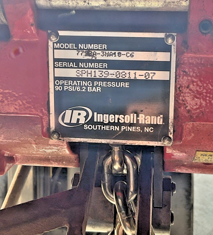 INGERSOLL RAND 7792A-3HA10-C6 15FT CHAIN HOIST 3000LBS W/TIR6600 TROLLEY TIR-A53