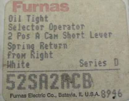 FURNAS 52SA2ACB OIL TIGHT SELECTOR OPERATOR / 2-POSITION / NEW SURPLUS