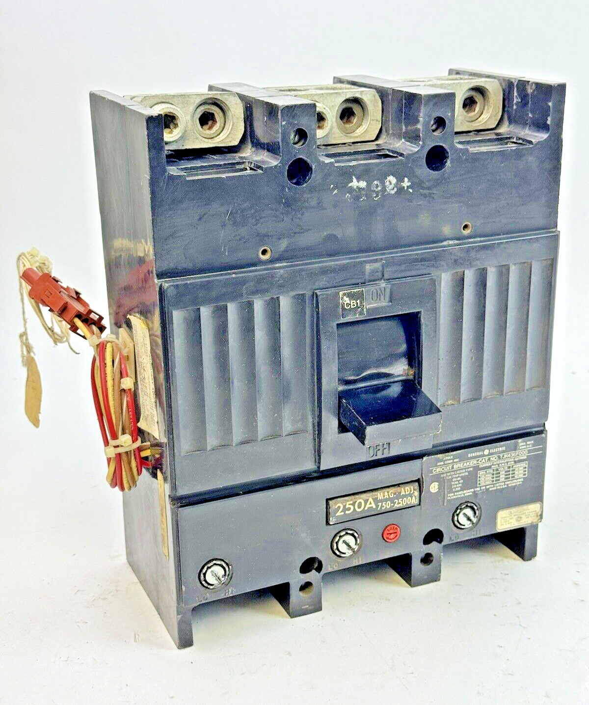GE - TJK436F000 - CIRCUIT BREAKER W/ 250A TRIP & AUX SWITCH - 3 POLE/600VAC/400A
