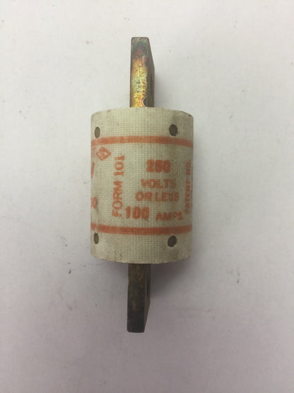 GOULD SHAWMUT AMPTRAP A25X100 FUSE 100 AMP 250VAC TYPE 4 FORM 101