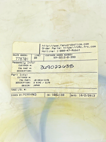 FANUC - JB-OR1A-G170 - O-RING REPLACEMENT, BLK O RING G170
