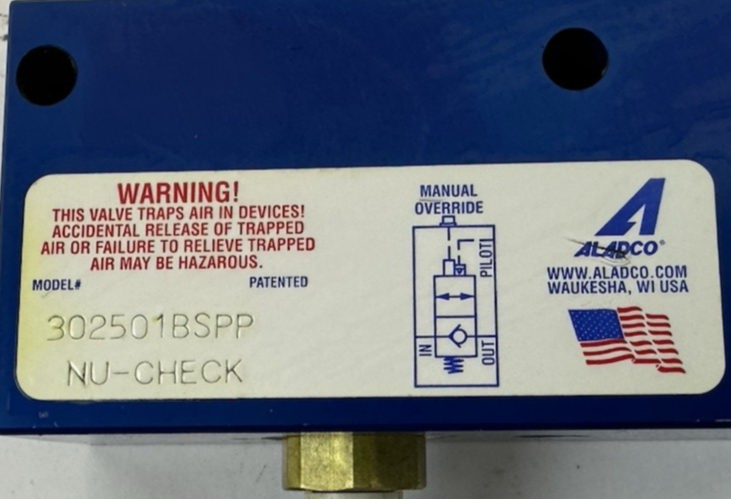 ALADCO 302501 BSPP NU-CHECK Valve 1/4" Port 150 PSI