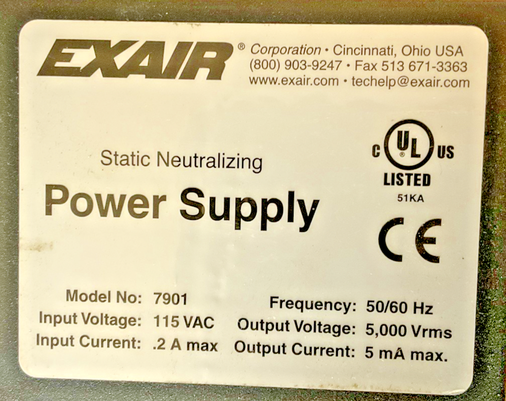 EXAIR 7901 STATIC NEUTRILIZING POWER SUPPLY 50/60HZ 115VAC