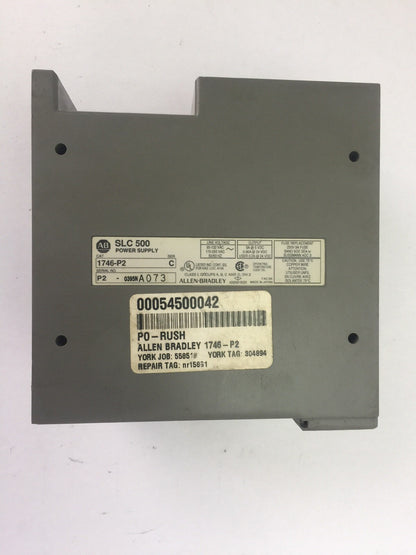 ALLEN BRADLEY 1746-P2 POWER SUPPLY OUTPUT 5A@5VDC 0.96A@24VDC SER C