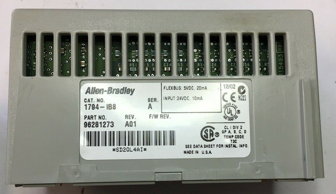 ALLEN BRADLEY 1794-IB8 SER.A REV.A01 FLEX I/O INPUT W/ 1794-TB3S TERMINAL BASE