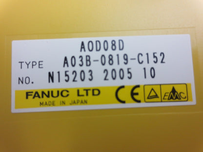 FANUC A03B-0819-C152 / AOD08 OUTPUT MODULE 12/24VDC, 2A, POSITIVE LOGIC w/ DOOR