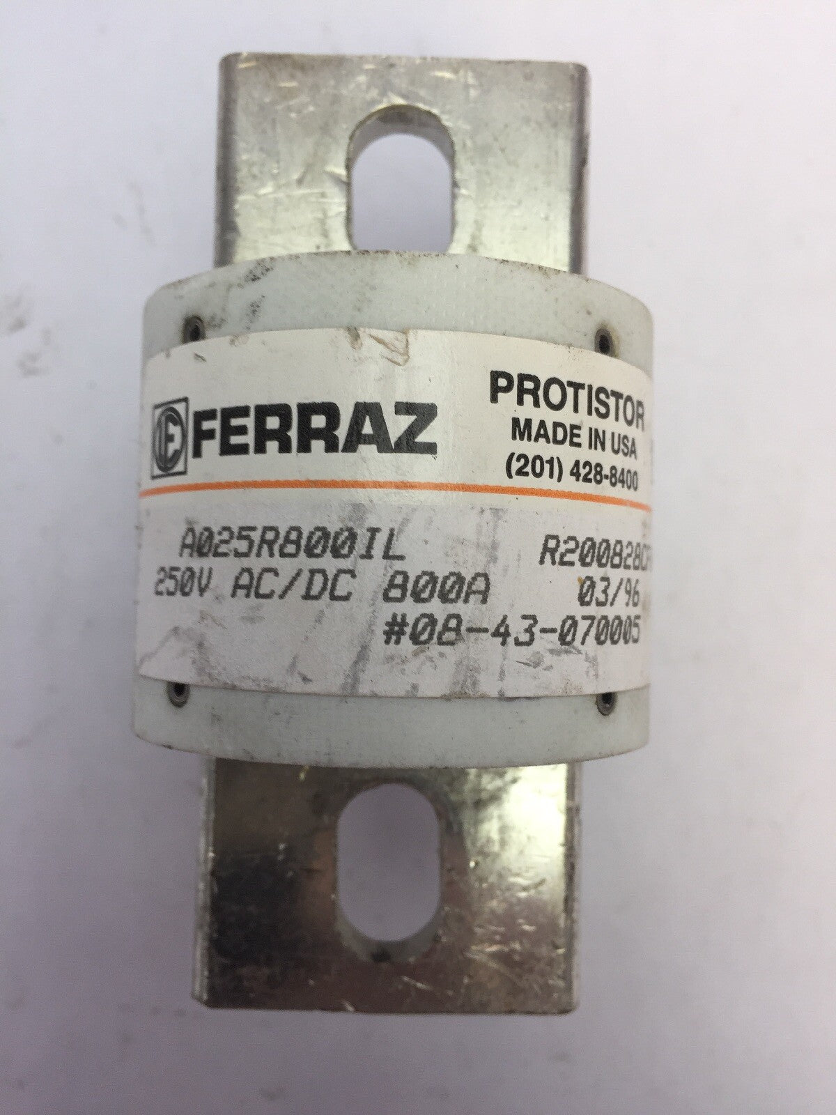 FERRAZ A025R800IL PROTISTOR FUSE 250V AC/DC 800A R200828CF00 (LOT OF 3)