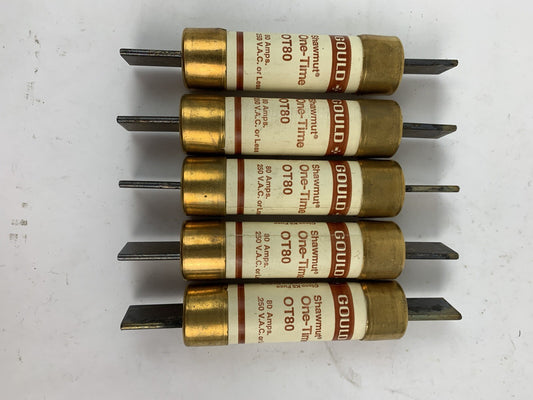 Gould Shawmut One-Time OT80 80A 250VAC Fuse "Lot of 5"